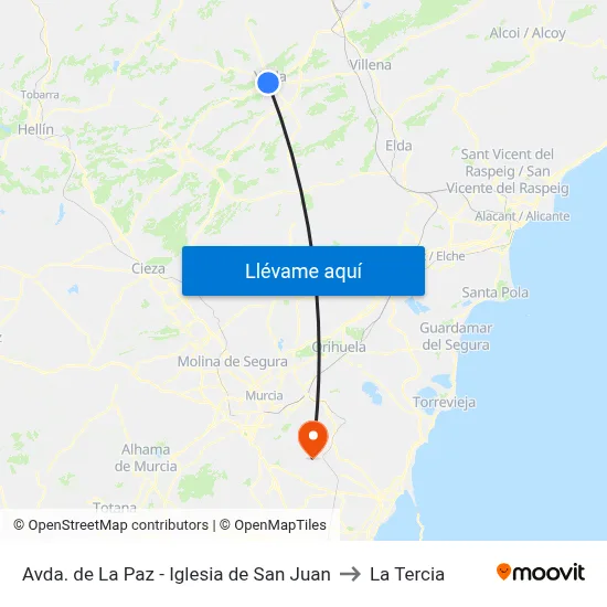 Avda. de La Paz - Iglesia de San Juan to La Tercia map