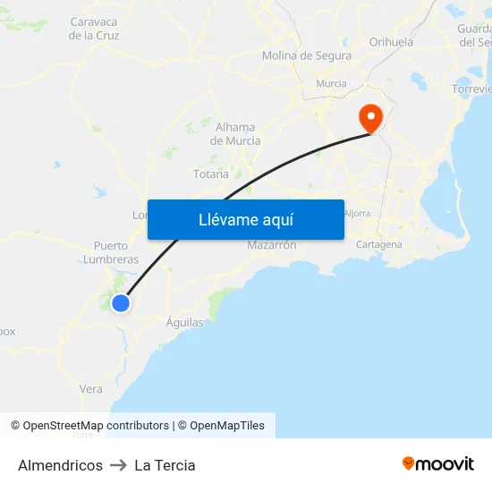 Almendricos to La Tercia map