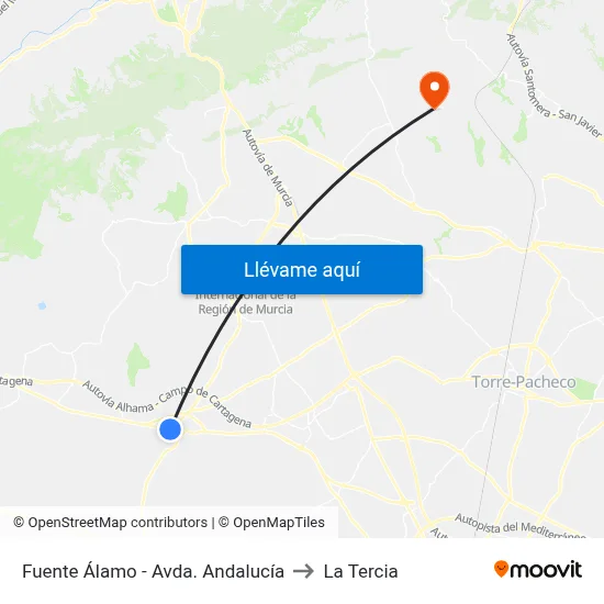 Fuente Álamo - Avda. Andalucía to La Tercia map