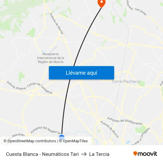 Cuesta Blanca - Neumáticos Tari to La Tercia map