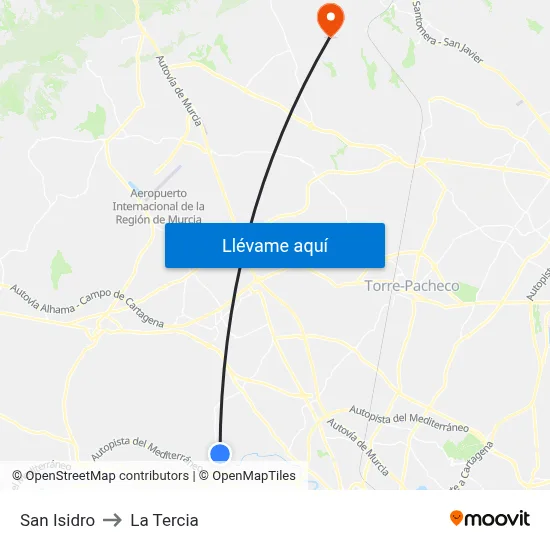 San Isidro to La Tercia map