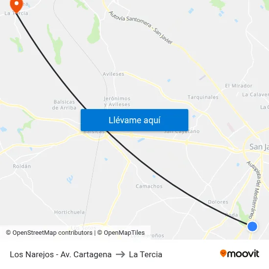 Los Narejos - Av. Cartagena to La Tercia map