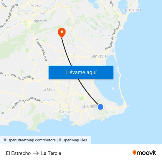 El Estrecho to La Tercia map