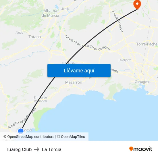 Tuareg Club to La Tercia map