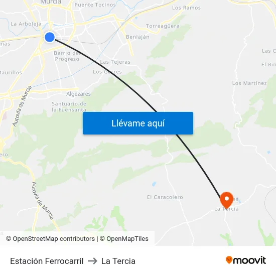 Estación Ferrocarril to La Tercia map