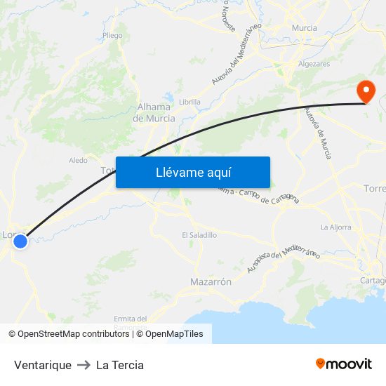 Ventarique to La Tercia map