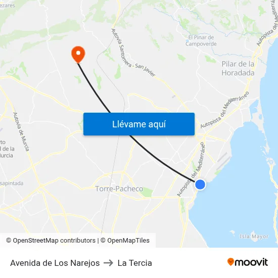 Avenida de Los Narejos to La Tercia map