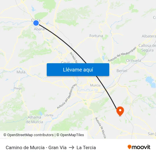 Camino de Murcia - Gran Vía to La Tercia map