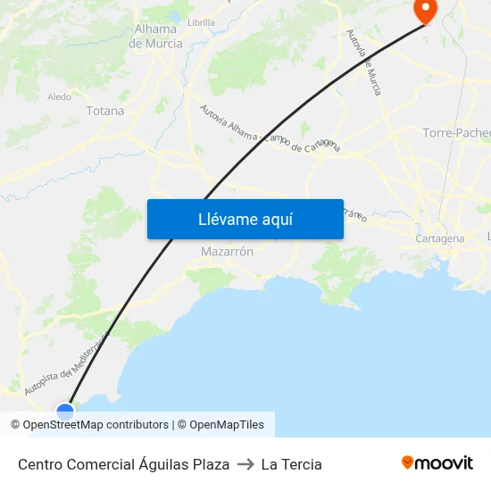 Centro Comercial Águilas Plaza to La Tercia map