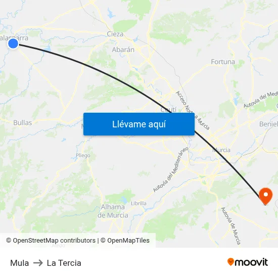 Mula to La Tercia map