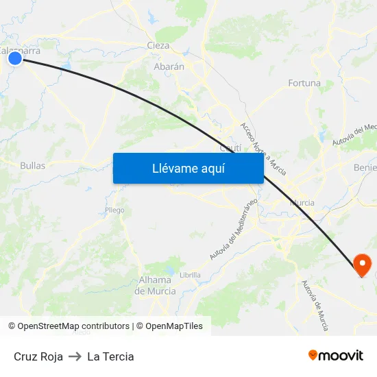 Cruz Roja to La Tercia map