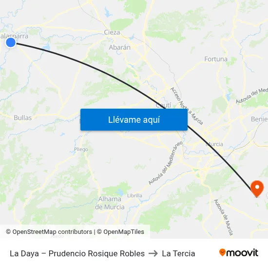La Daya – Prudencio Rosique Robles to La Tercia map