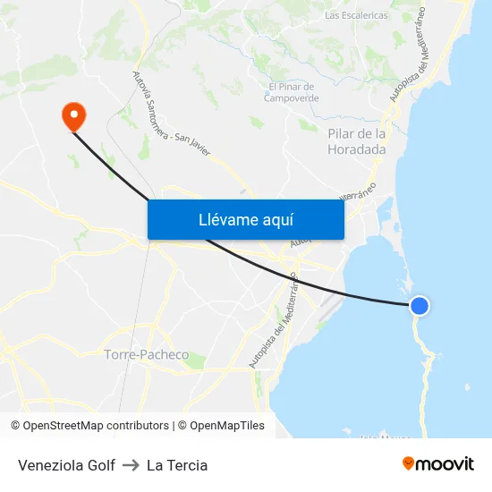 Veneziola Golf to La Tercia map