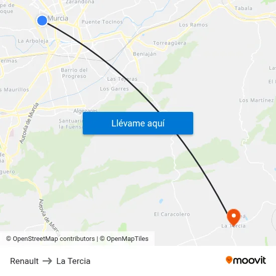 Renault to La Tercia map