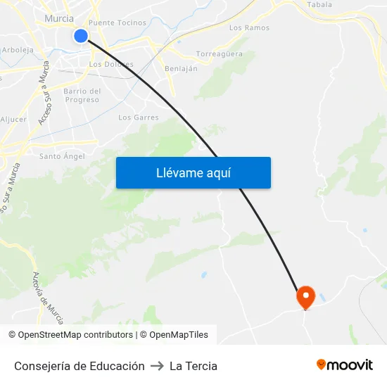 Consejería de Educación to La Tercia map