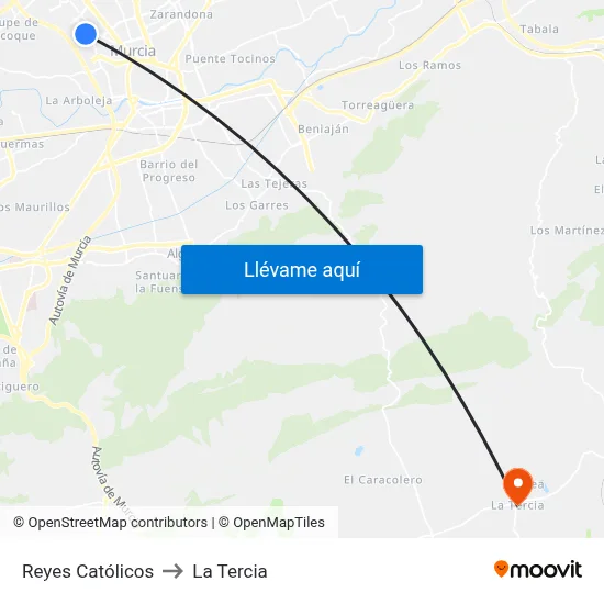 Reyes Católicos to La Tercia map