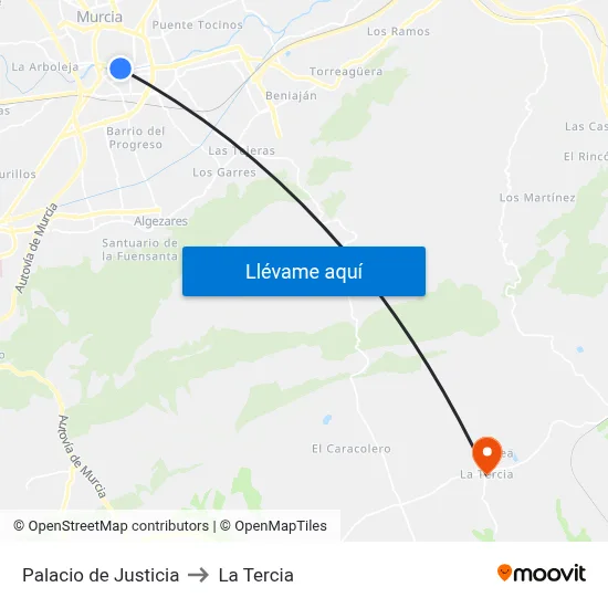 Palacio de Justicia to La Tercia map
