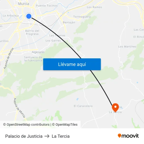 Palacio de Justicia to La Tercia map