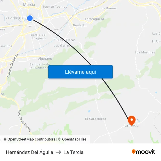 Hernández Del Águila to La Tercia map