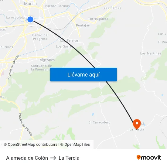Alameda de Colón to La Tercia map
