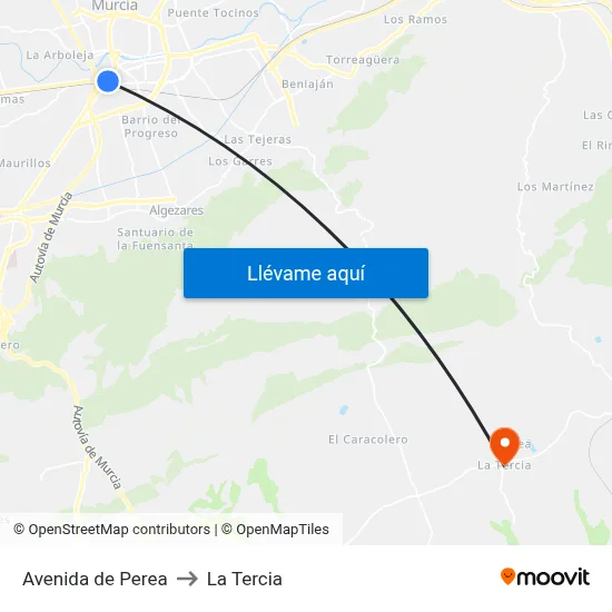 Avenida de Perea to La Tercia map