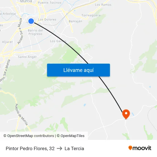 Pintor Pedro Flores, 32 to La Tercia map
