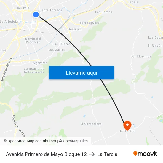 Avenida Primero de Mayo Bloque 12 to La Tercia map