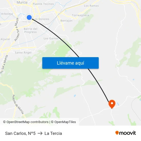San Carlos, Nº5 to La Tercia map