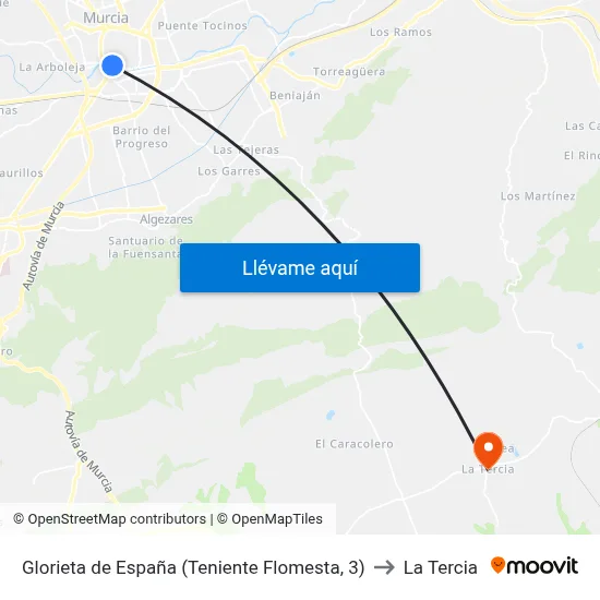 Glorieta de España (Teniente Flomesta, 3) to La Tercia map