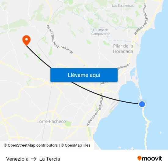 Veneziola to La Tercia map