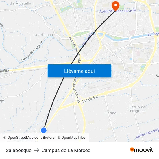 Salabosque to Campus de La Merced map
