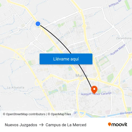 Nuevos Juzgados to Campus de La Merced map