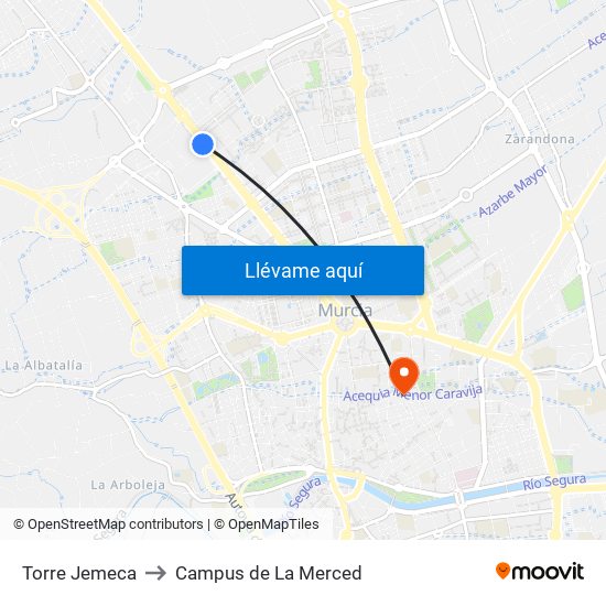 Torre Jemeca to Campus de La Merced map