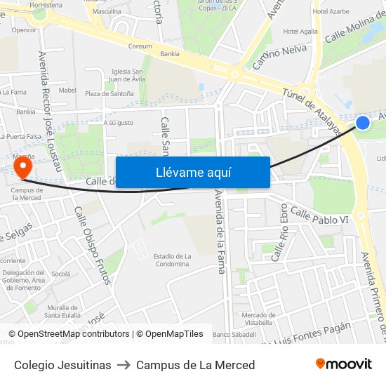 Colegio Jesuitinas to Campus de La Merced map