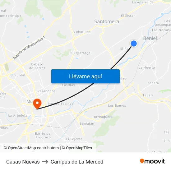 Casas Nuevas to Campus de La Merced map