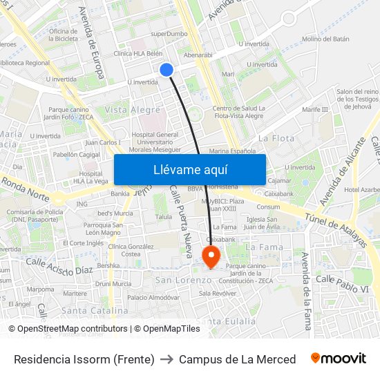 Residencia Issorm (Frente) to Campus de La Merced map