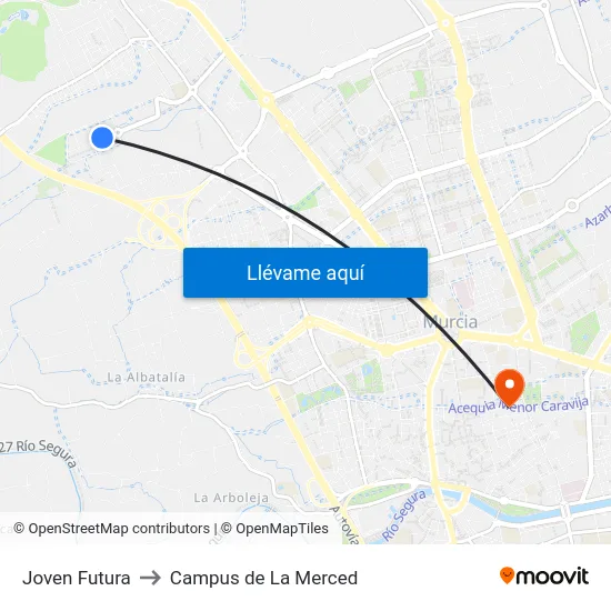 Joven Futura to Campus de La Merced map