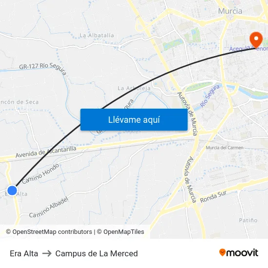 Era Alta to Campus de La Merced map