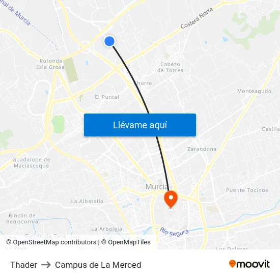 Thader to Campus de La Merced map