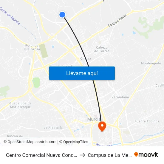 Centro Comercial Nueva Condomina to Campus de La Merced map