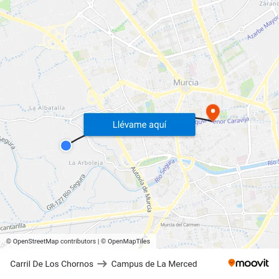 Carril De Los Chornos to Campus de La Merced map