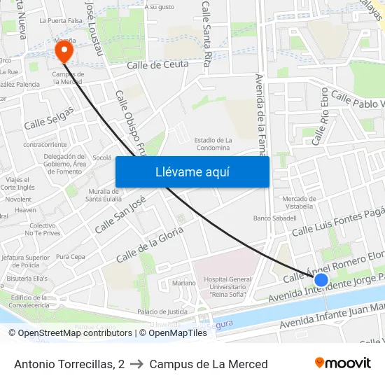 Antonio Torrecillas, 2 to Campus de La Merced map