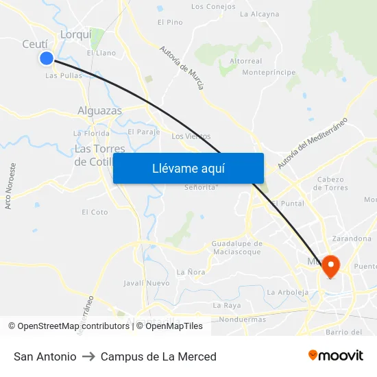 San Antonio to Campus de La Merced map