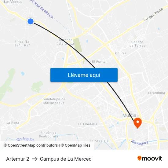 Artemur 2 to Campus de La Merced map