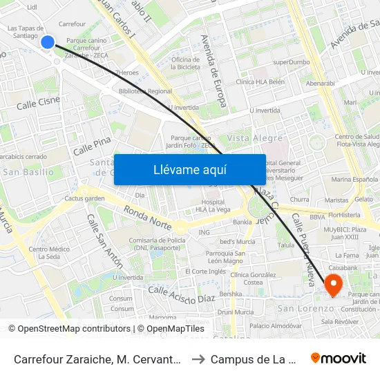Carrefour Zaraiche, M. Cervantes (Impar) to Campus de La Merced map