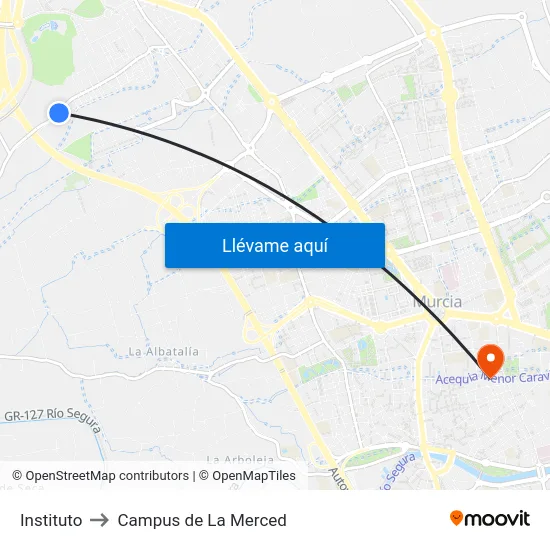 Instituto to Campus de La Merced map