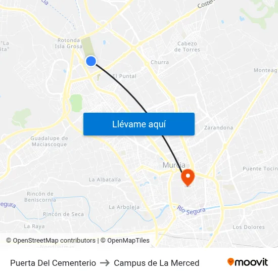 Puerta Del Cementerio to Campus de La Merced map