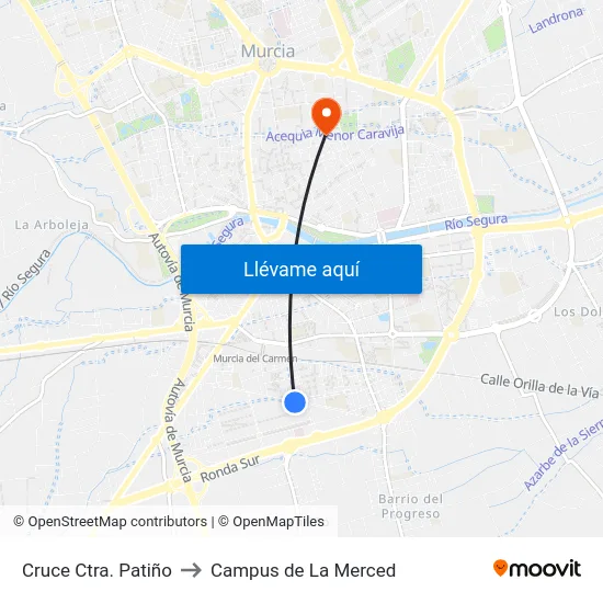 Cruce Ctra. Patiño to Campus de La Merced map