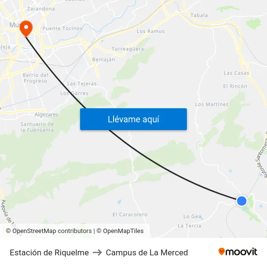 Estación de Riquelme to Campus de La Merced map