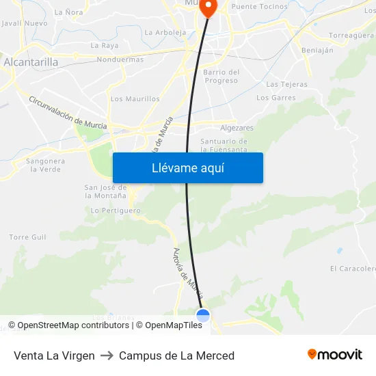 Venta La Virgen to Campus de La Merced map